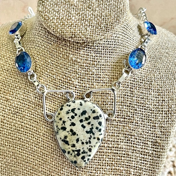 Spotty Dalmation Jasper Pendant Necklace - Picture 9 of 12